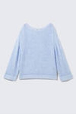 Light Blue - Loose Open-Knit Side Slit Sweater - 4