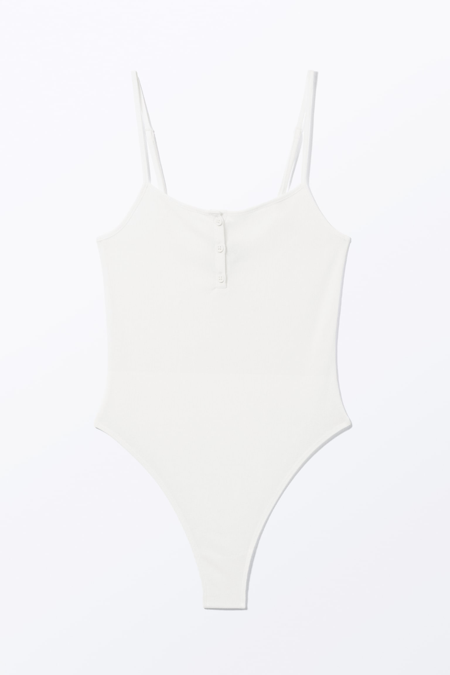 Ribbed Bodysuit - White - 2