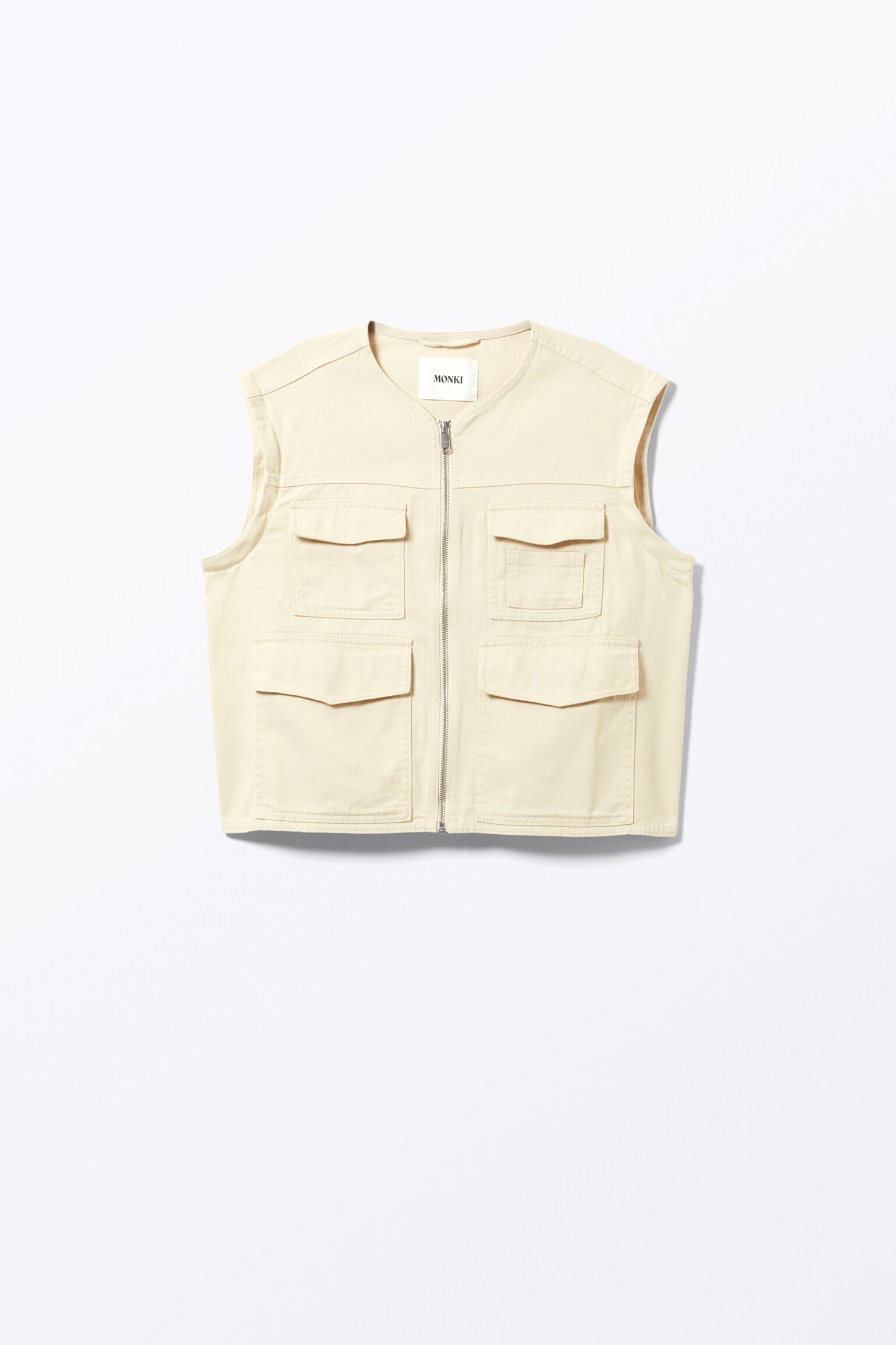 Detachable Sleeve Cotton Jacket - Light Dusty Beige/Light Dusty Khaki Green - 8