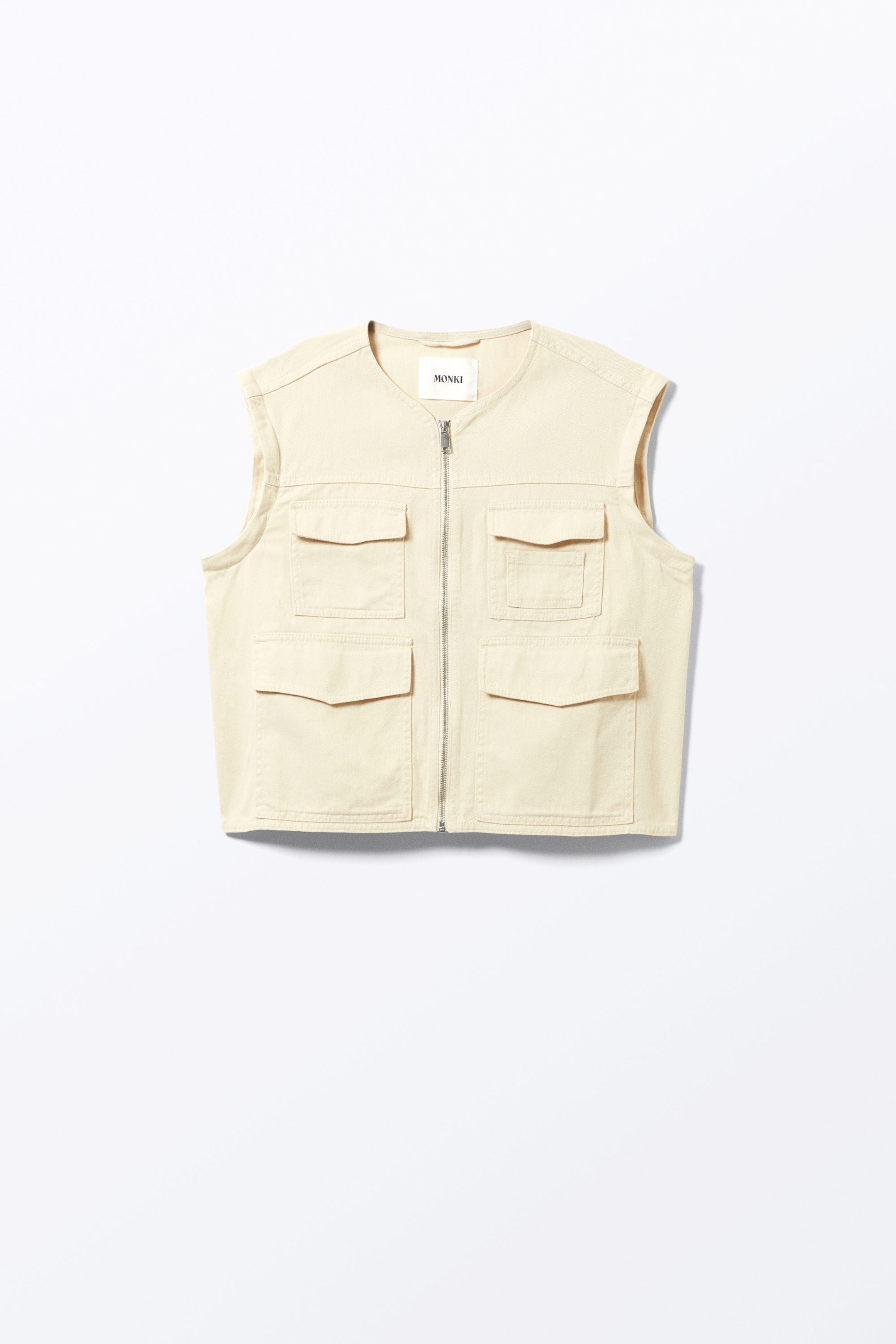 Helles staubiges Beige - Baumwolljacke mit abnehmbaren Ärmeln - 2