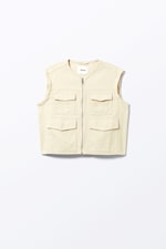 Light Dusty Beige - Detachable Sleeve Cotton Jacket - 1