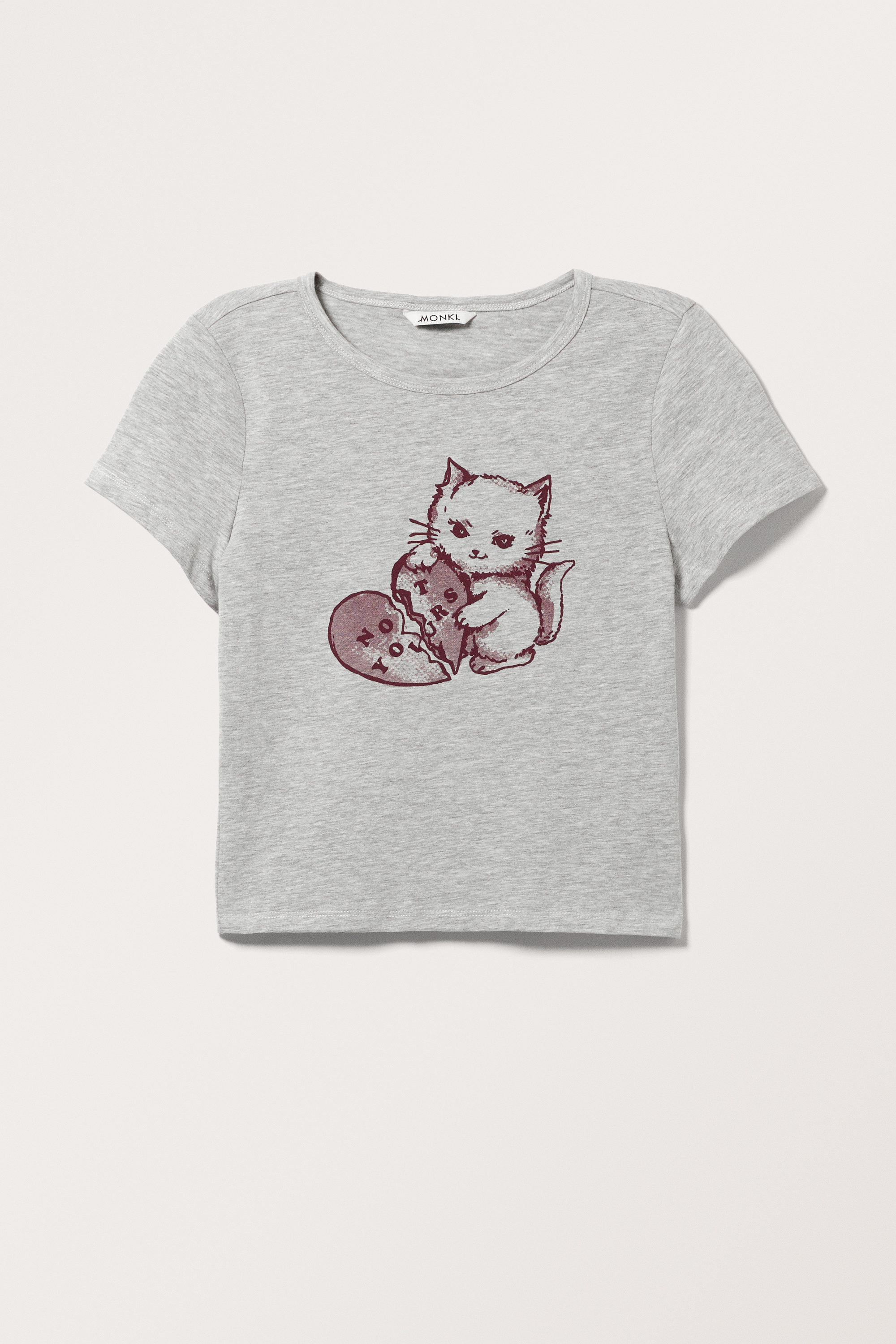 Hellgrau - "Not Yours" - Kurzes T-Shirt - 3