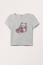 Light Grey - Not Yours - Cropped t-shirt - 0