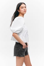 White - Peplum Cotton Poplin Blouse - 2