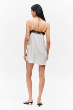 White - Lace-Trim A-line Mini Slip Dress - 3