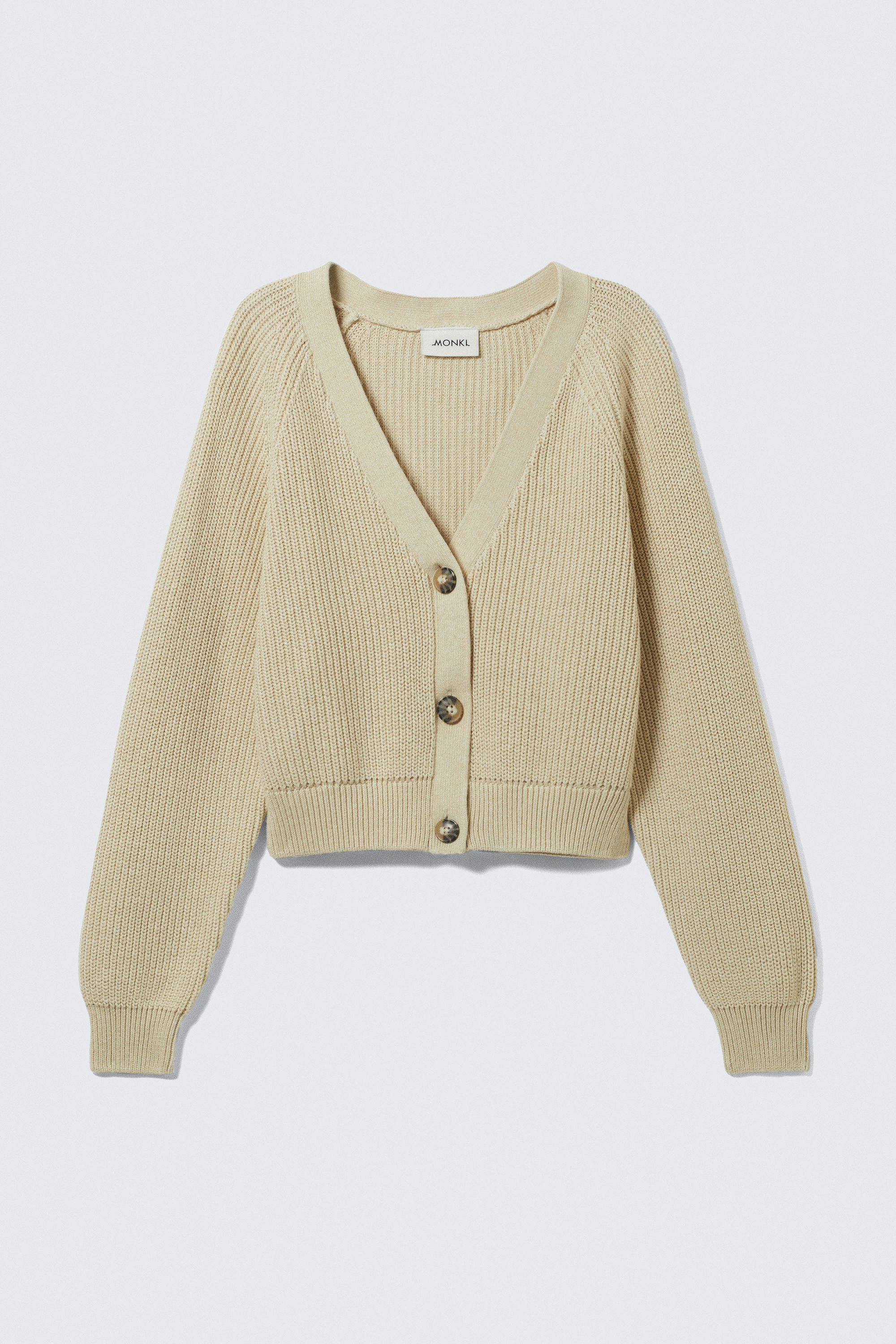 Beige - Chunky cropped cardigan - 3