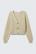 Beige - Chunky cropped cardigan - 0