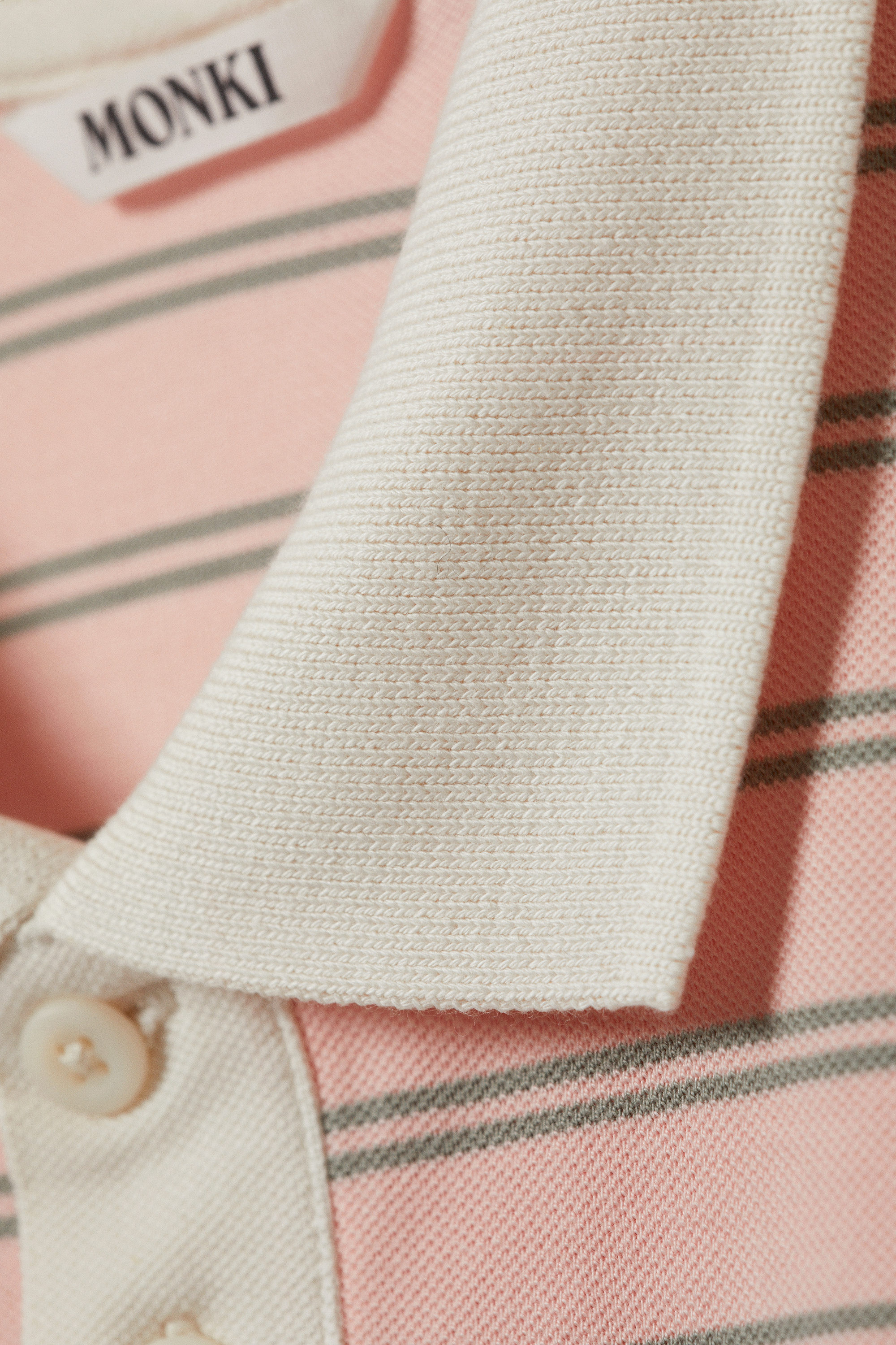 Striped Pink - Striped Relaxed Fit Polo Shirt - 4