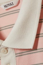 Striped Pink - Striped Relaxed Fit Polo Shirt - 5