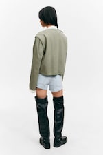 Light Dusty Khaki Green - Detachable Sleeve Cotton Jacket - 4