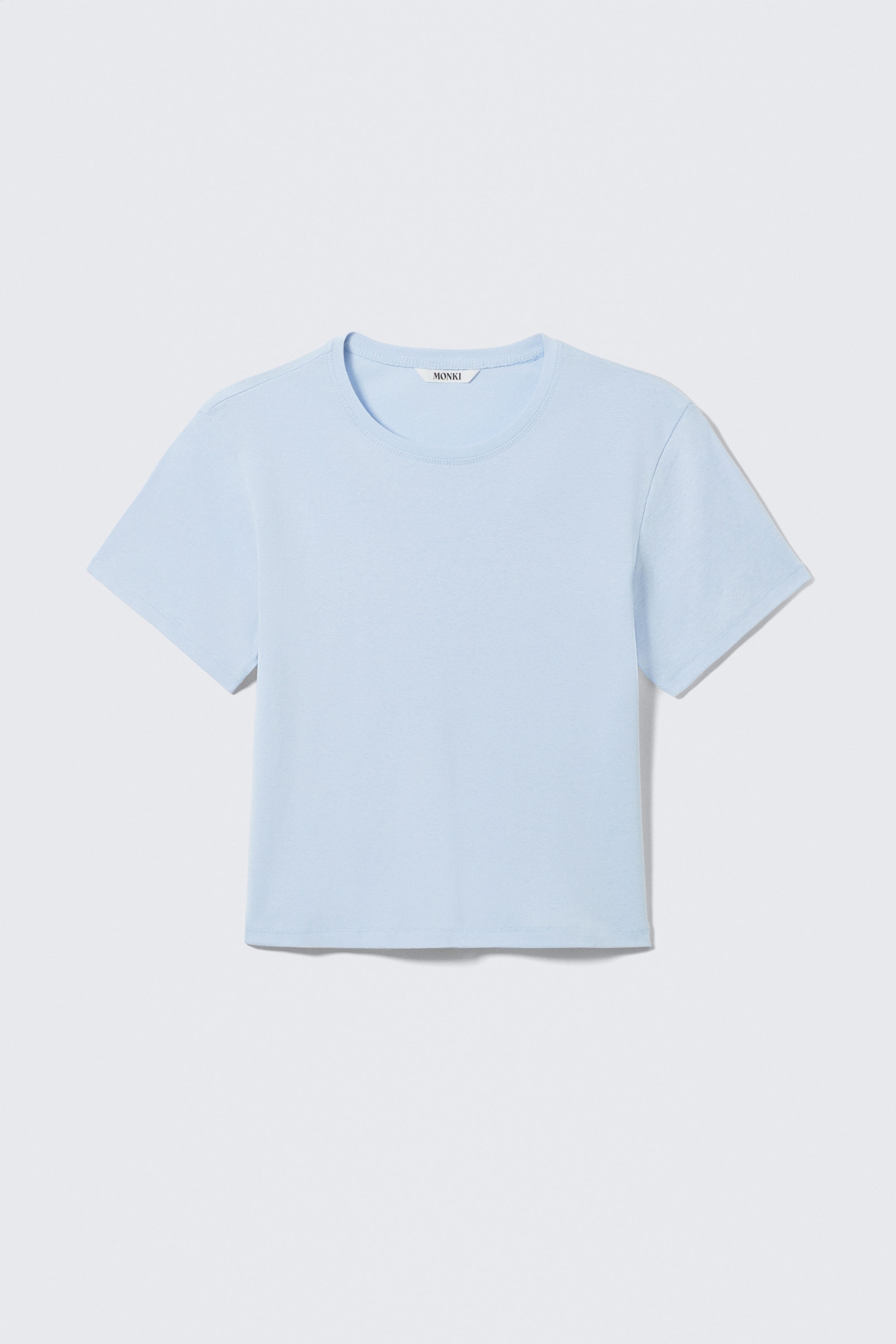 Light Blue - Cropped Fitted Cotton T-Shirt - 3