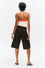 Dark Brown - Low Rise Cargo Cotton Twill Jorts - 3