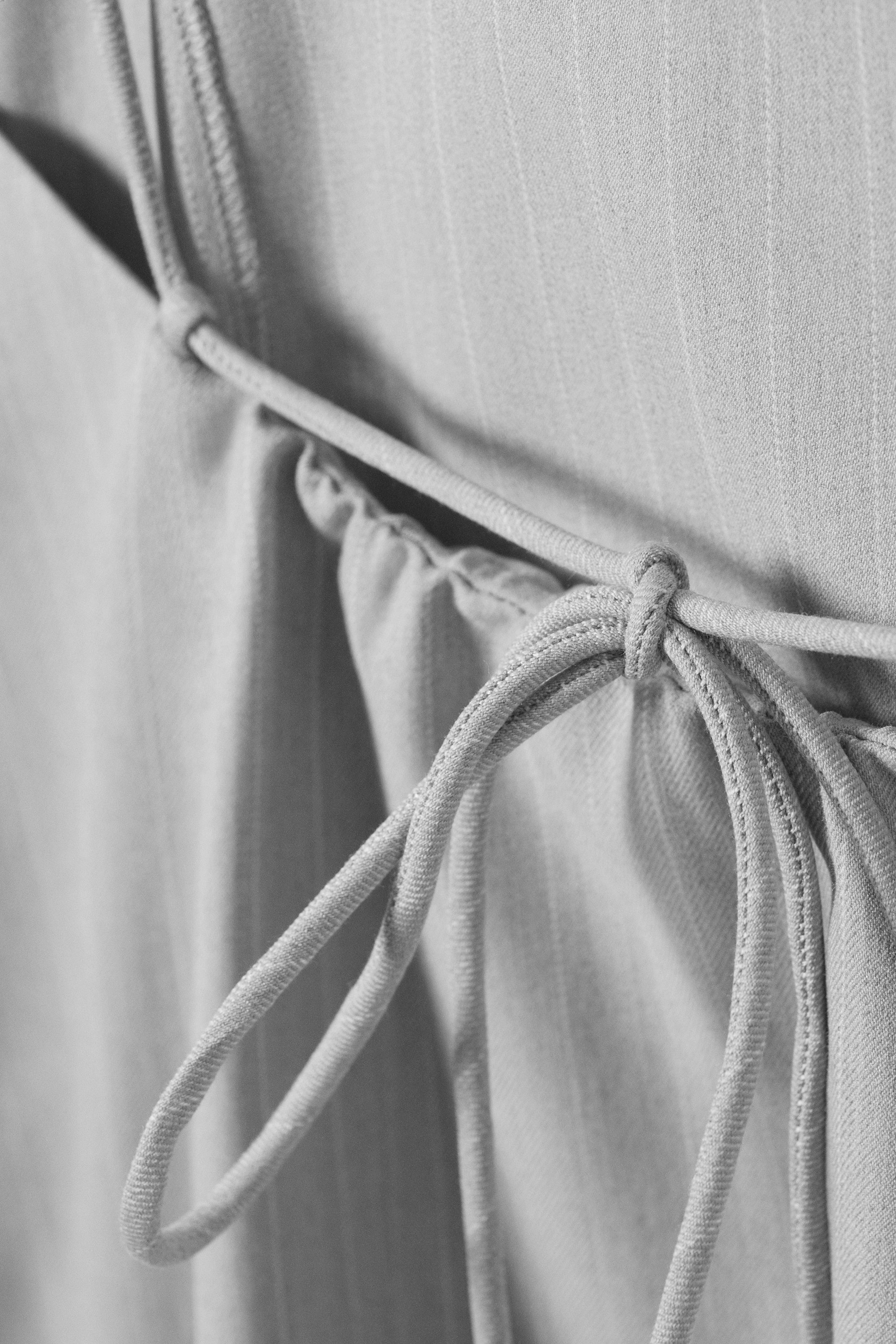 Light Grey - Pinstripe - Tie-Back Twill Mini Dress - 6