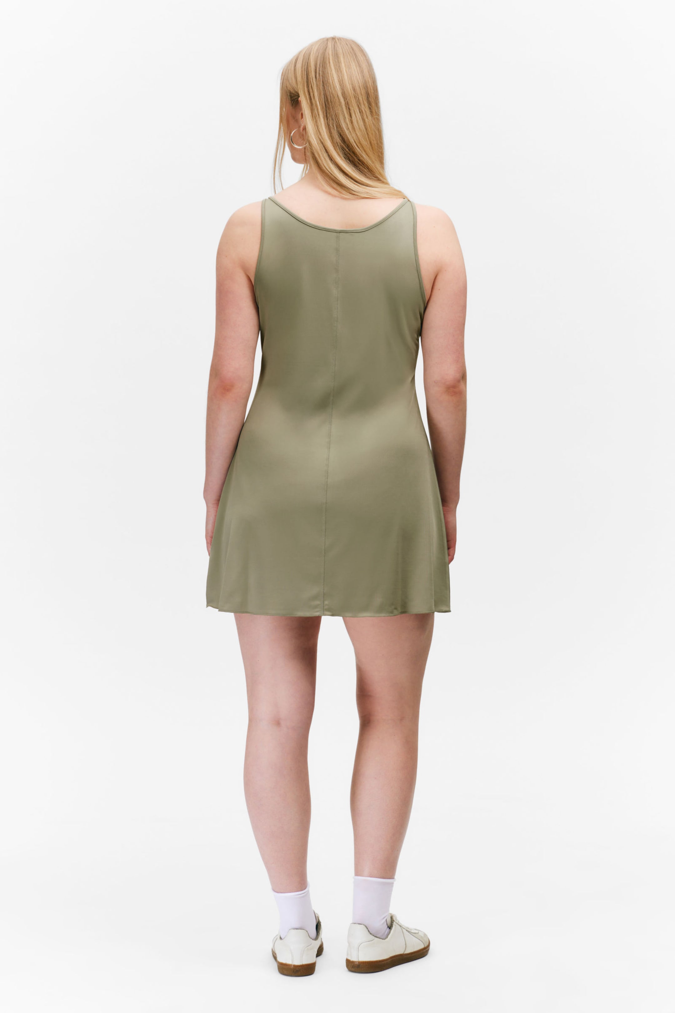 Khaki Green - Mini Jersey Tank Dress - 3