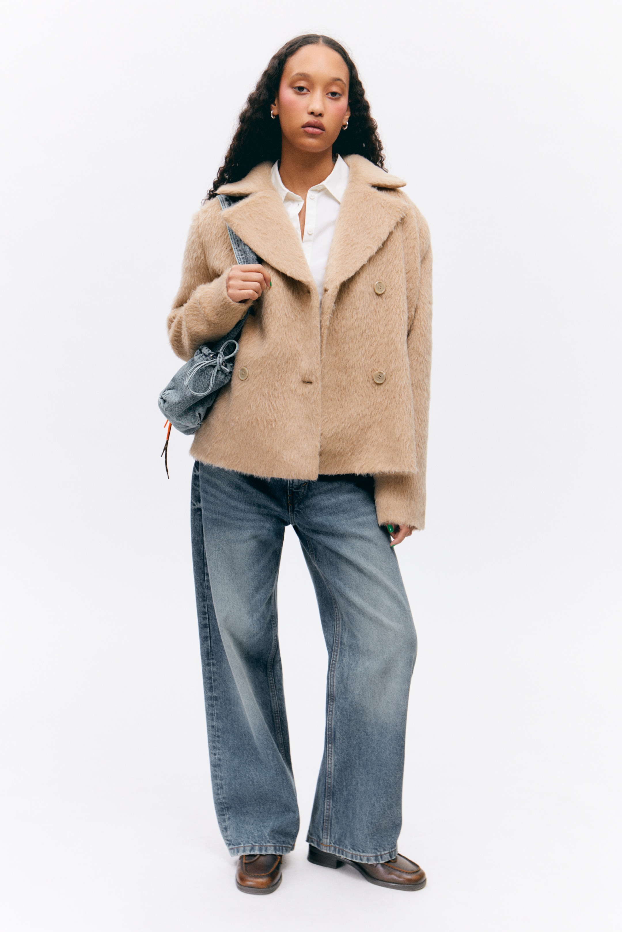 Agrandir l'image: Veste croisée décontractée en maille poilue - Beige - FEMME | H&M CH 1