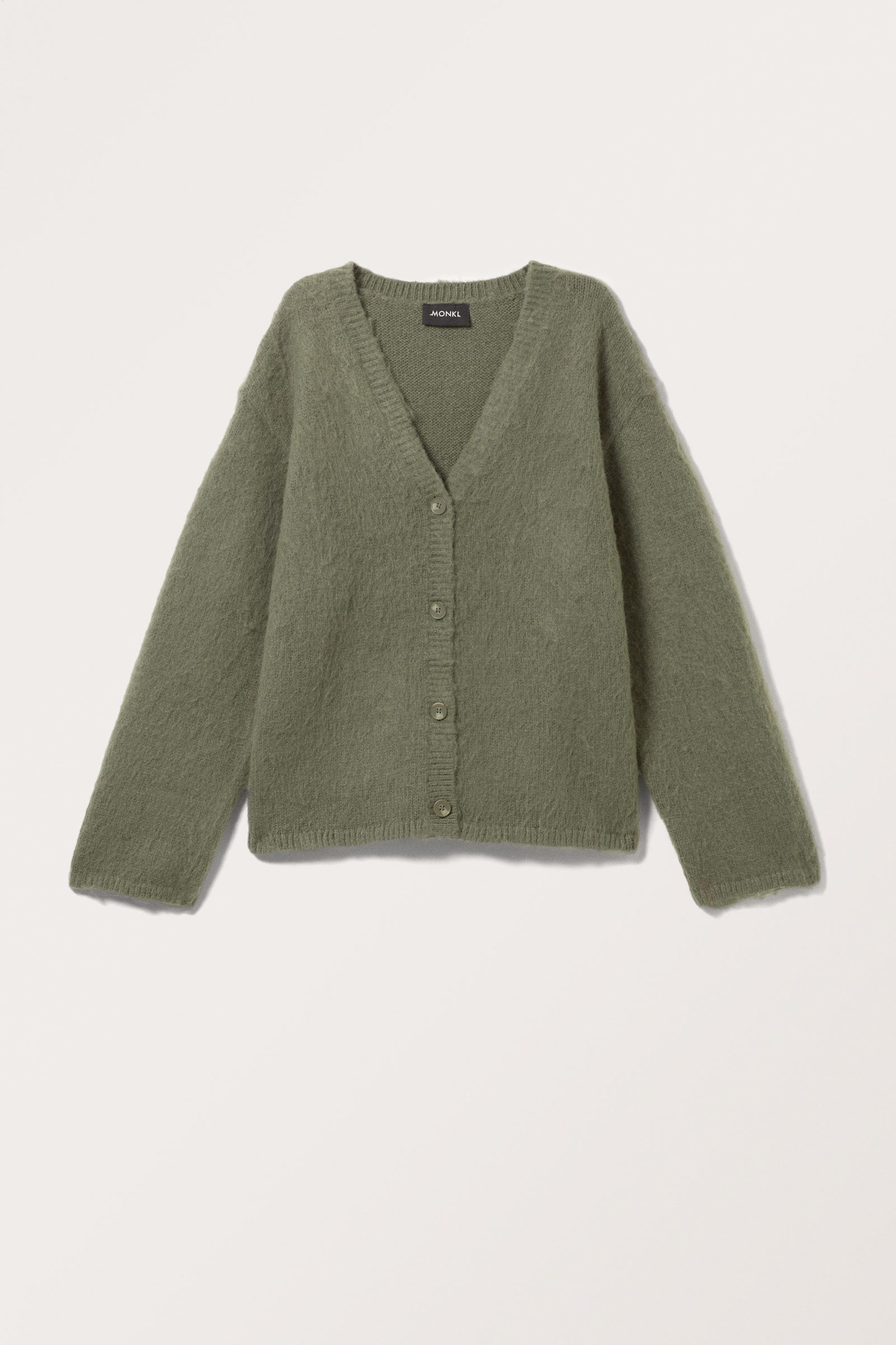 Dark Khaki Green - Fluffy knit cardigan - 3