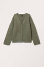 Dark Khaki Green - Fluffy knit cardigan - 3