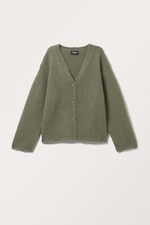 Dark Khaki Green - Pluizig gebreid vest - 0