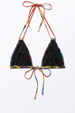 Multicoloured - Abstract Bloom - Printed Triangle Halter Bikini Top - 1