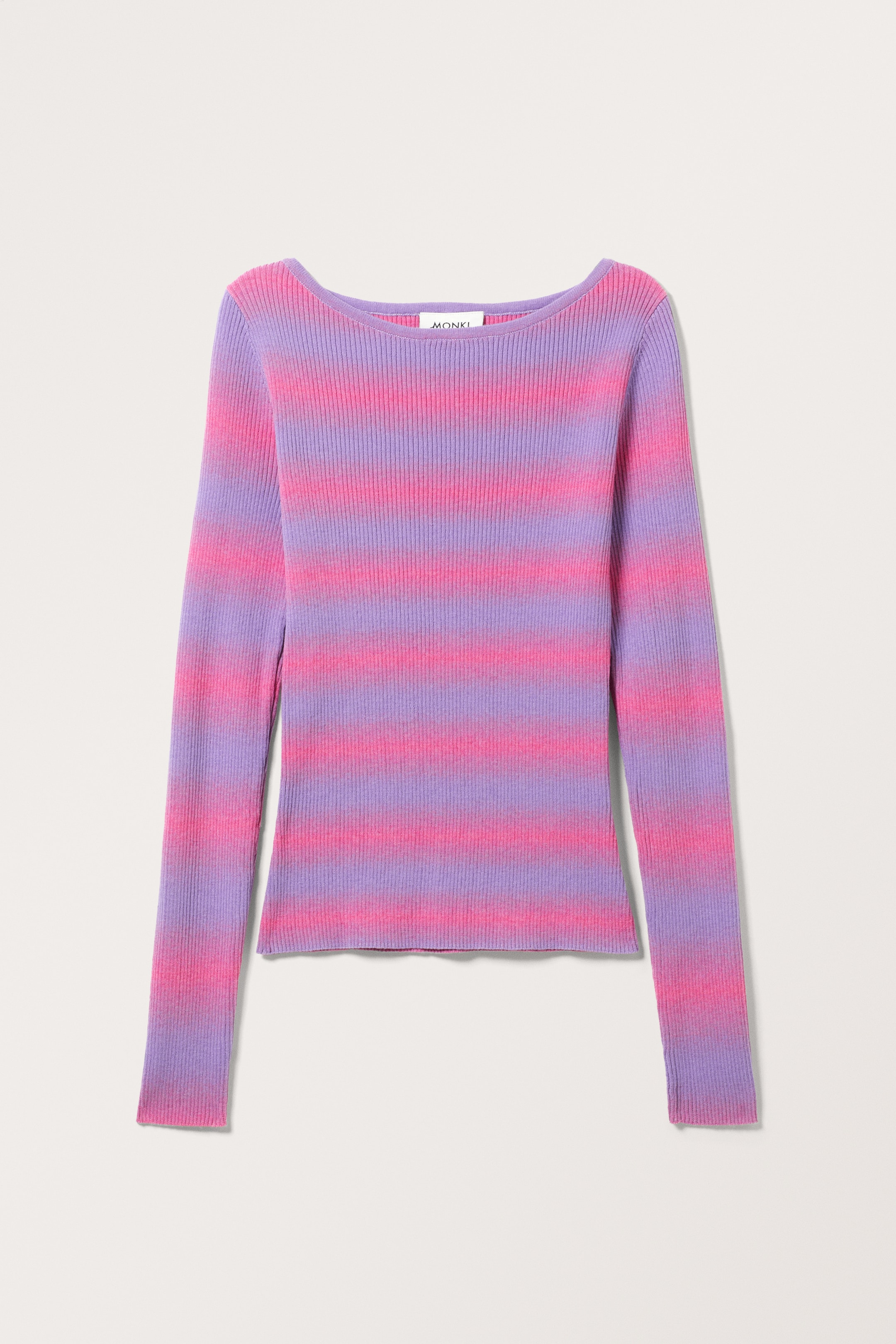 View larger image: Rib-Knit Long Sleeve Boatneck Top - Bright Purple - Ladies | H&M GB 1