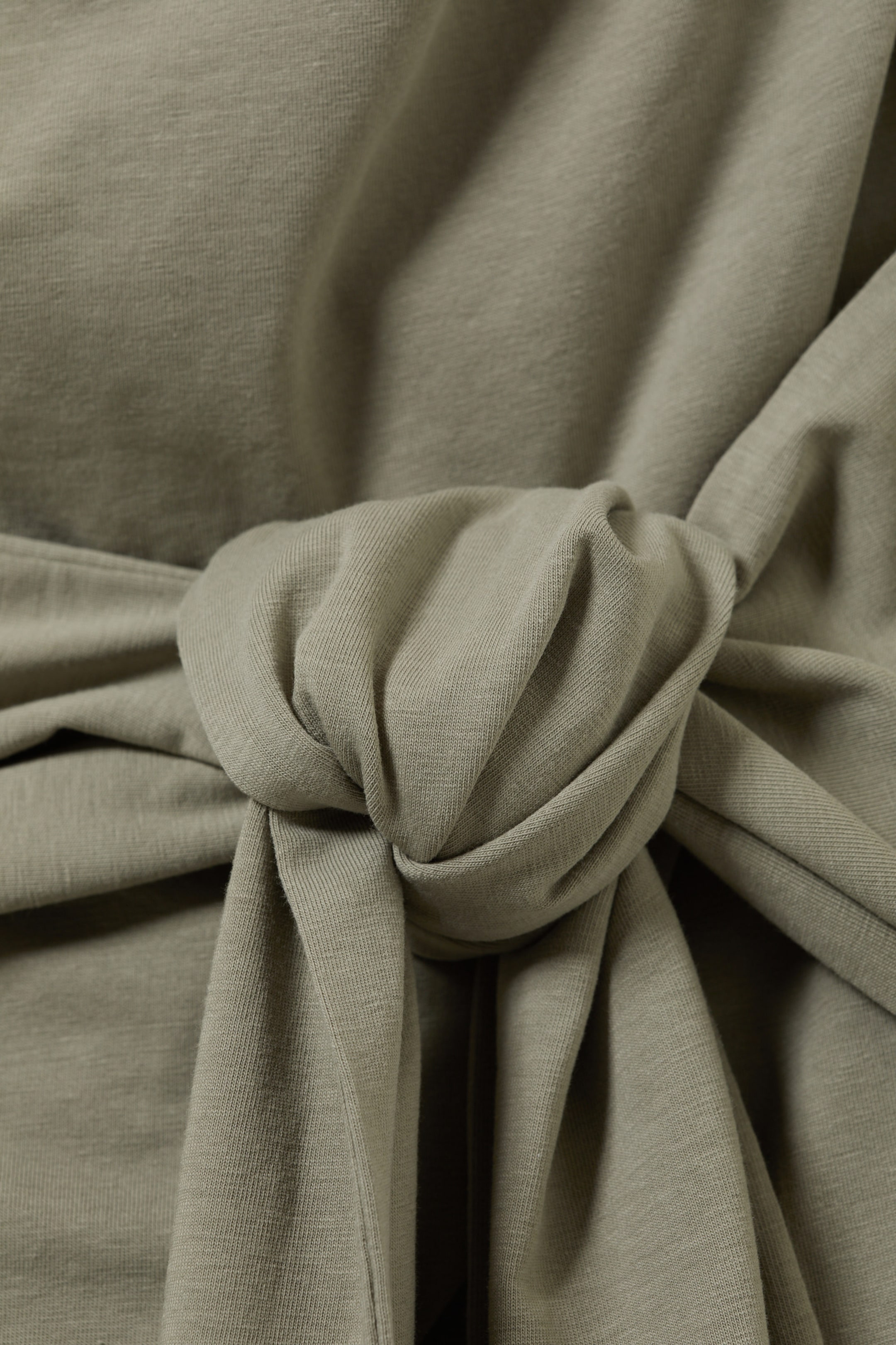 Khaki Green - Draped Tie-Front Mini Dress - 5