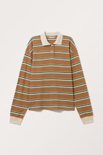 Medium Brown - Long Sleeve Rugby Polo Top - 0