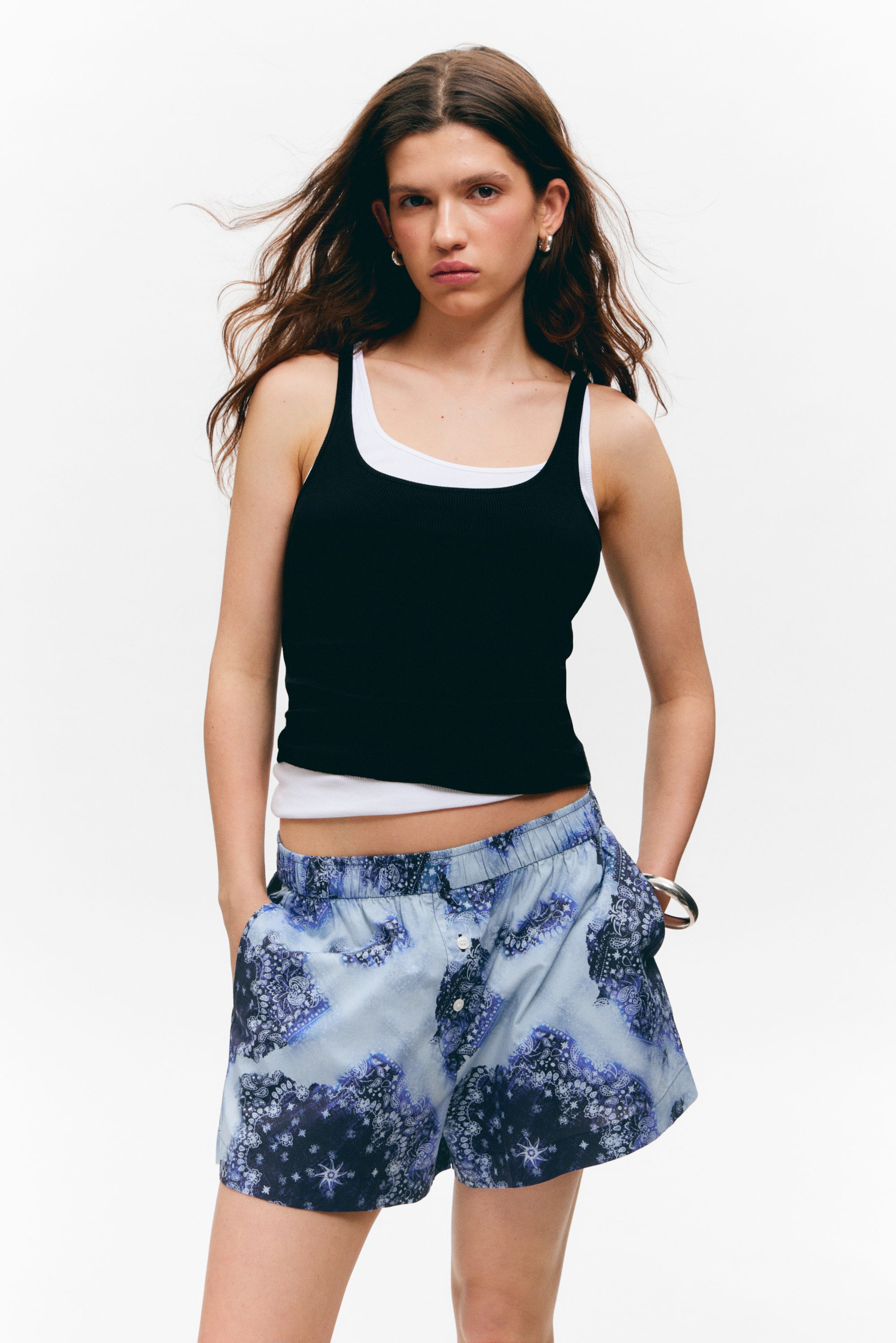 Blue Paisley Print - Relaxed Cotton Boxer Shorts - 2