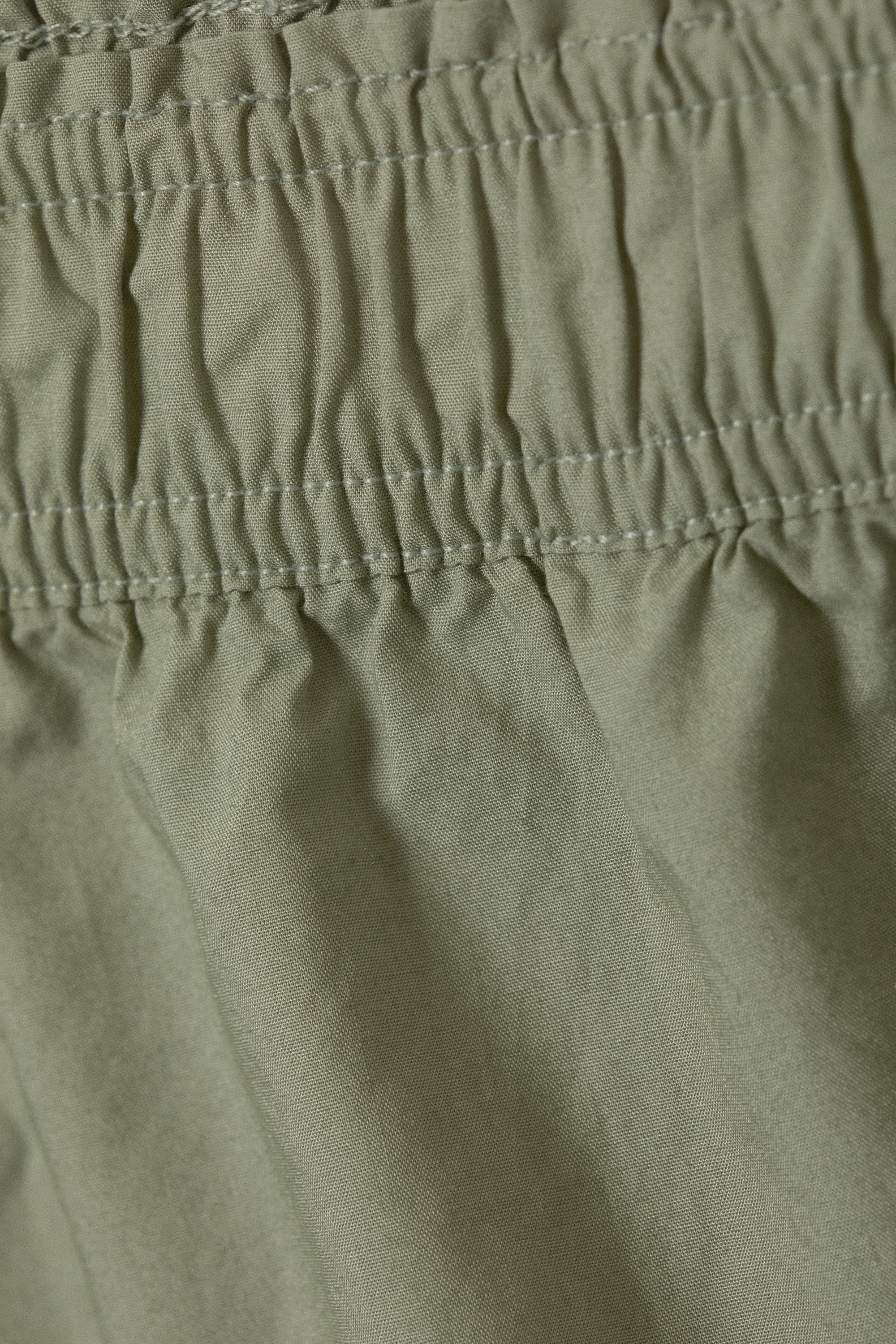 Khakigrün - Mittelhoher Pyjama-Slip aus Baumwollpopeline - 5