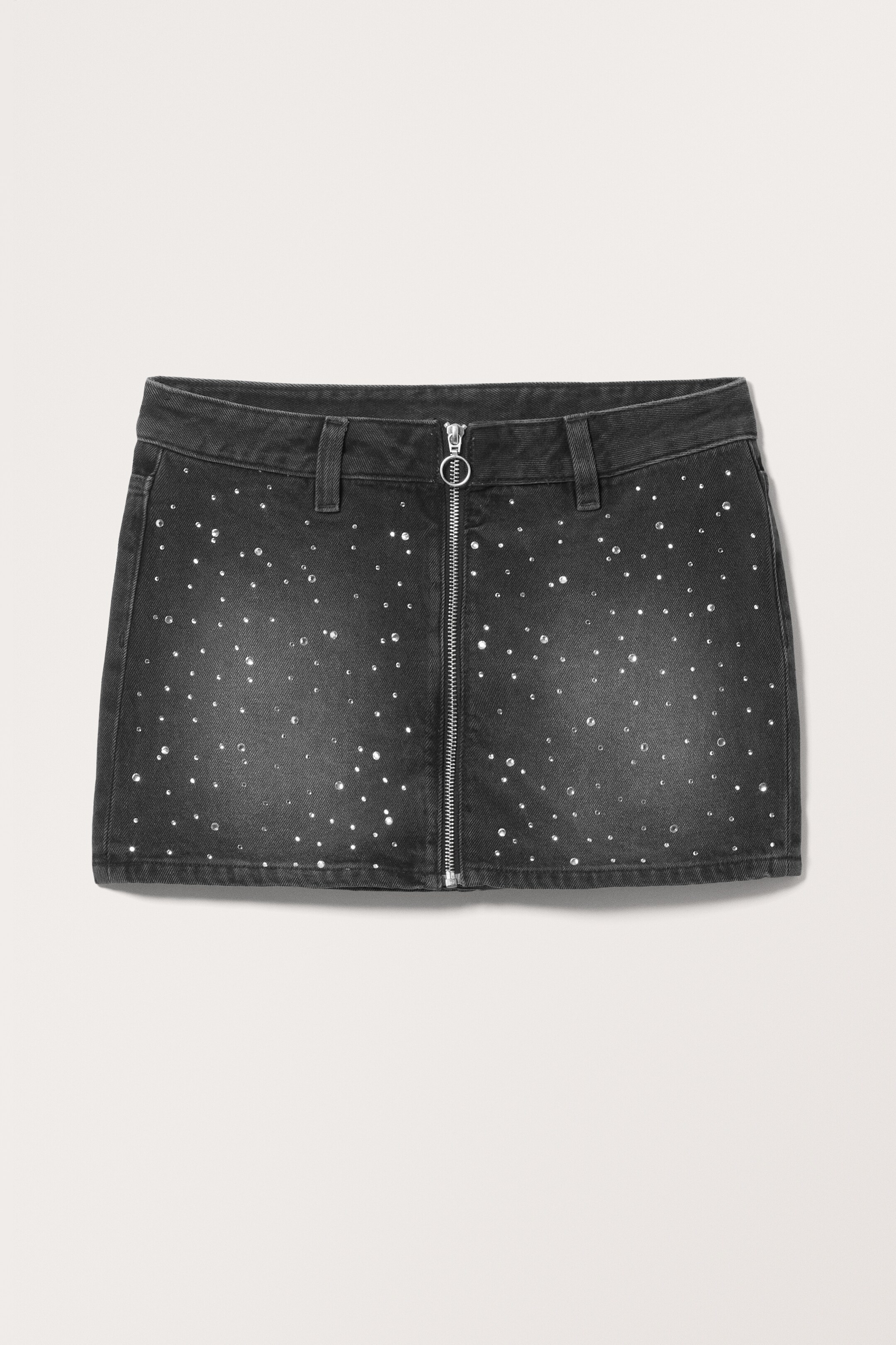Ingrandisci l'immagine: Low Embellished Denim Mini Zip Skirt - Embellished Black - DONNA | H&M CH 1
