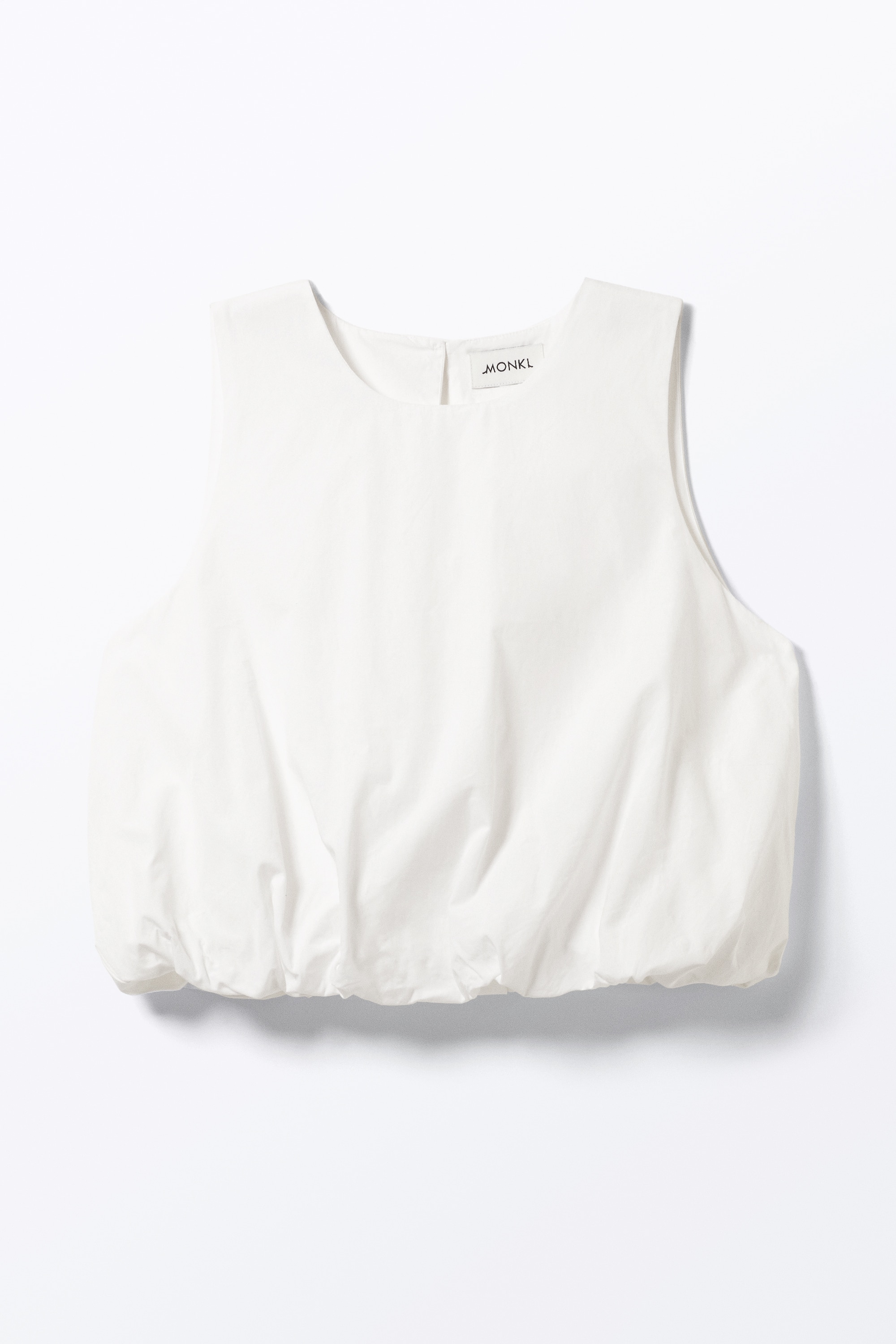 Balloon Hem Sleeveless Poplin Top - White/Light Yellow/Khaki Green