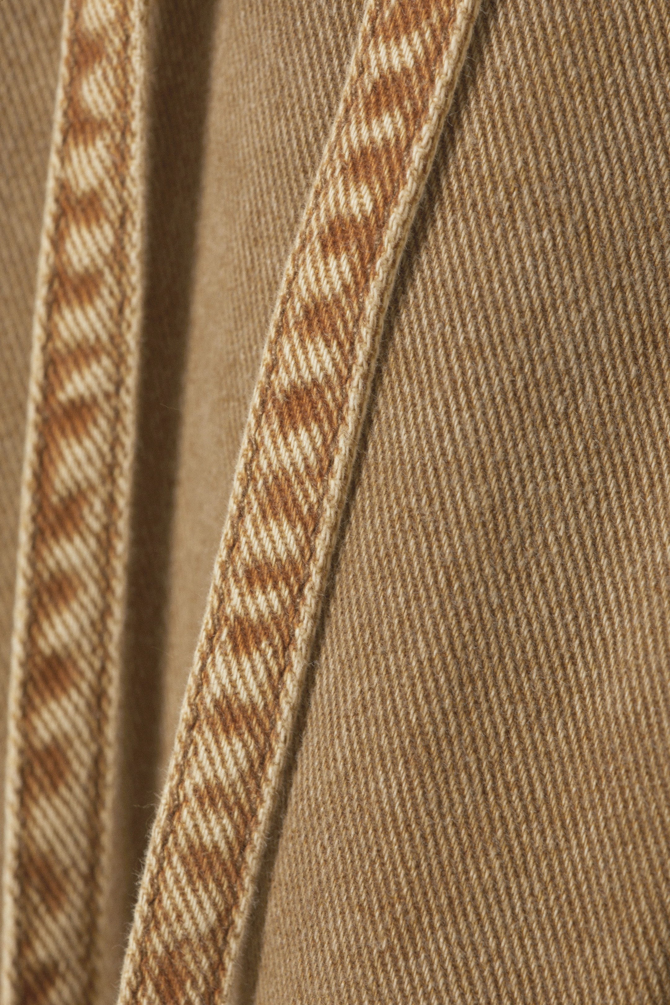 Washed Brown/Biege - Low Waisted Relaxed Twill Trousers - 1