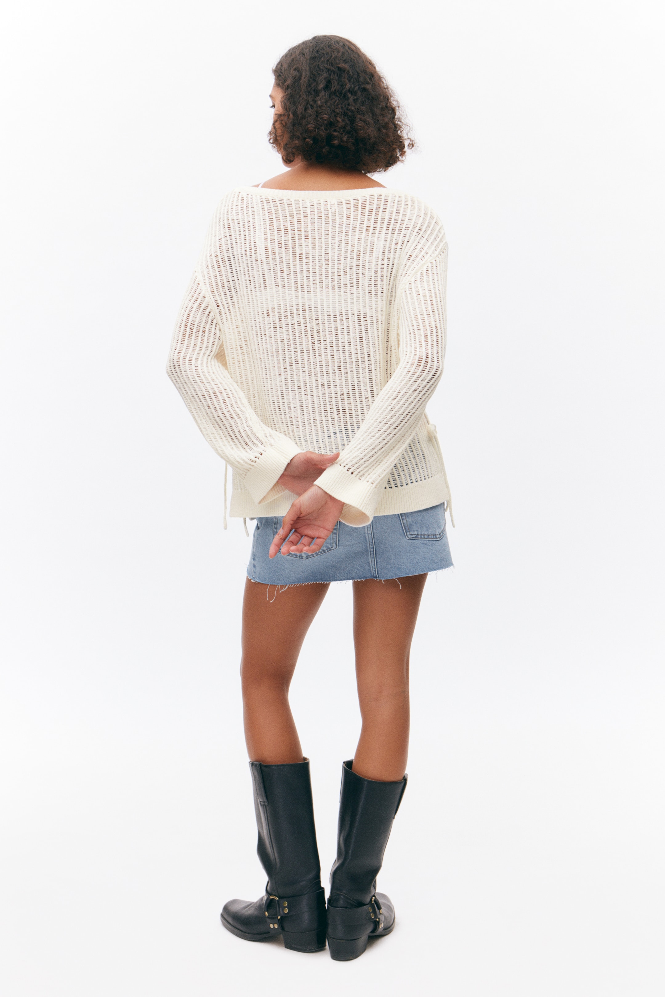 Größeres Bild anzeigen: Lockerer Grobstrick-Pullover mit Seitenschlitzen - Weiß - Ladies | H&M AT 3
