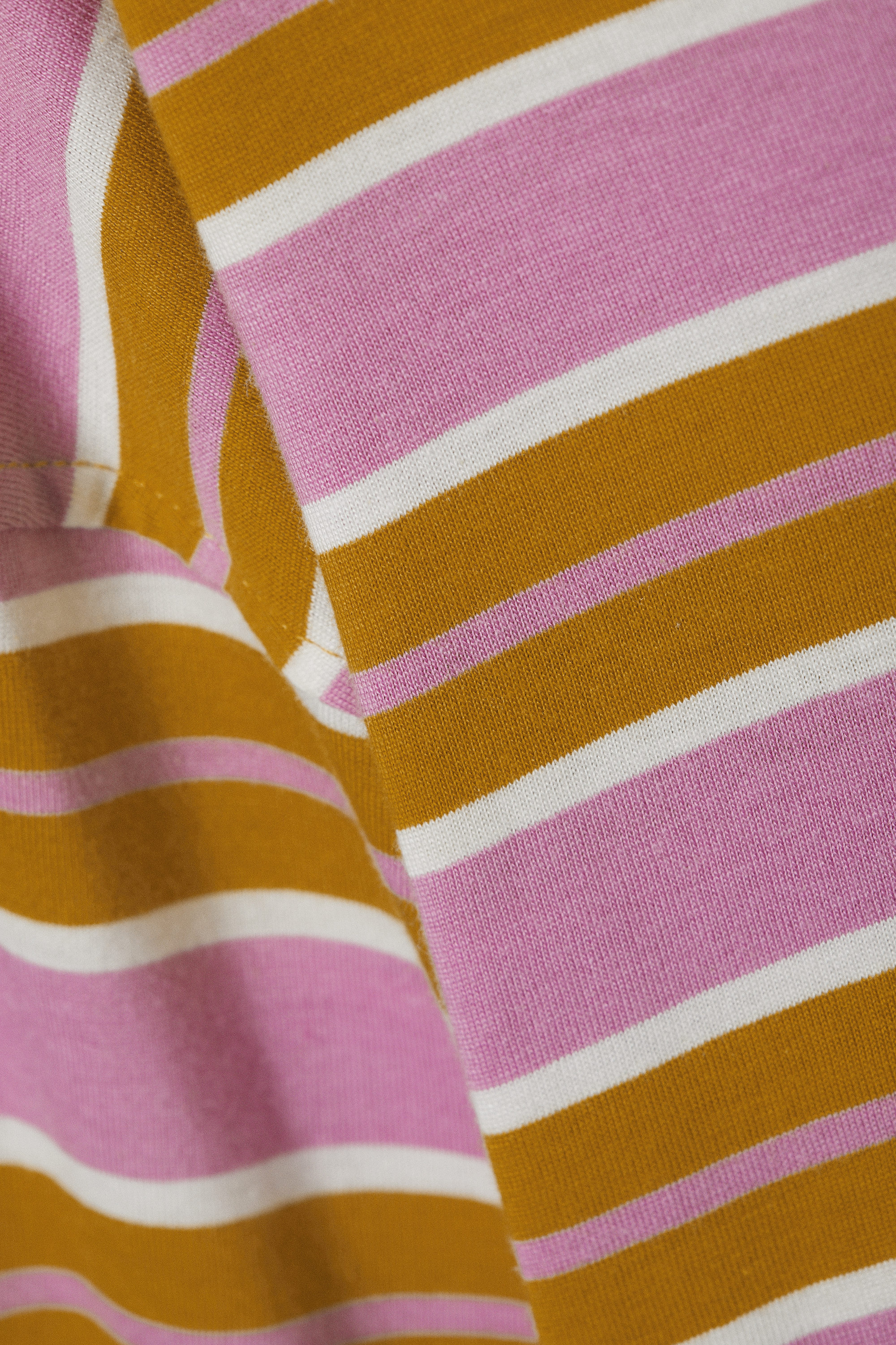 Mustard & Pink Stripe - Boxy Sleeve T-Shirt - 4