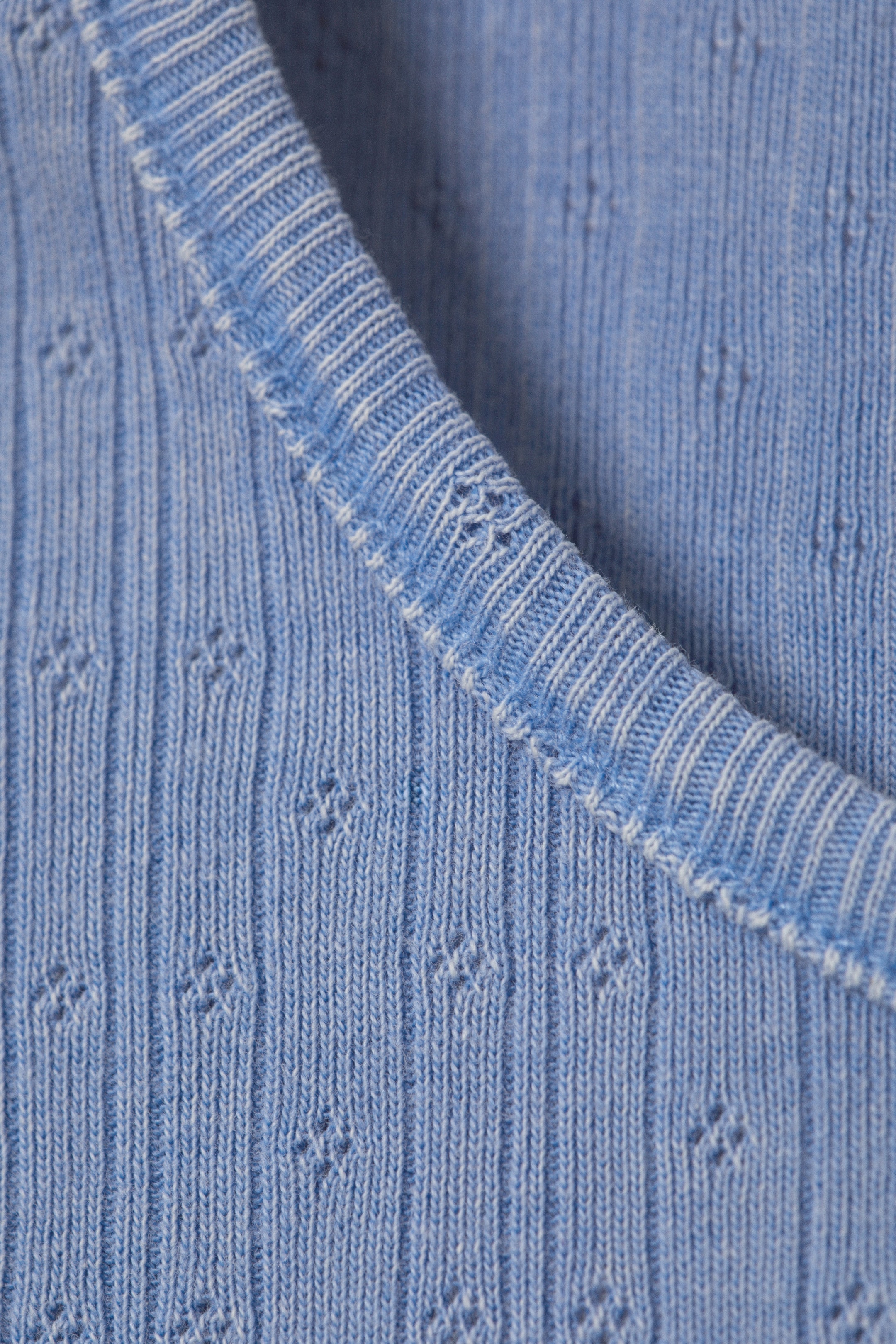 Dusty Blue - Soft Short-Sleeved Pointelle Top - 2