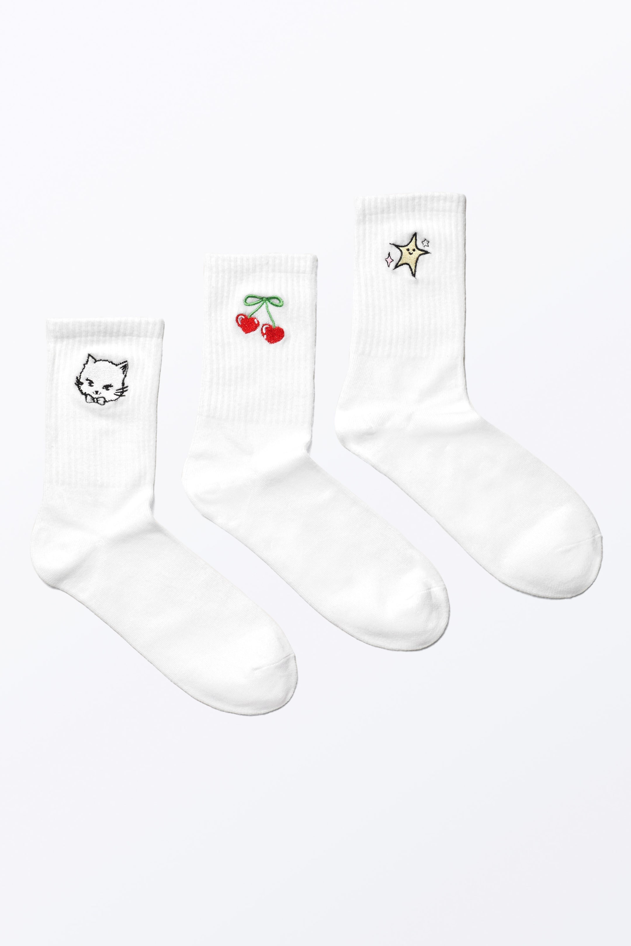 White - Embroidered Mix - 3-pack Embroidered Socks - 0
