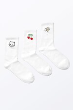 White - Embroidered Mix - 3-pack Embroidered Socks - 0