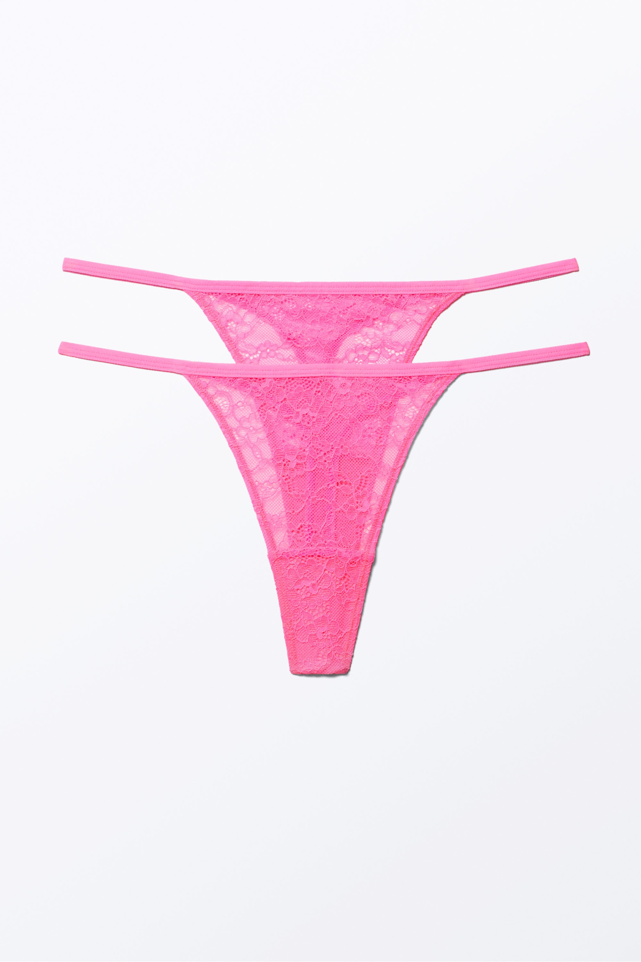 Bright Pink - 2-pack Lacey Lace Thongs - 0