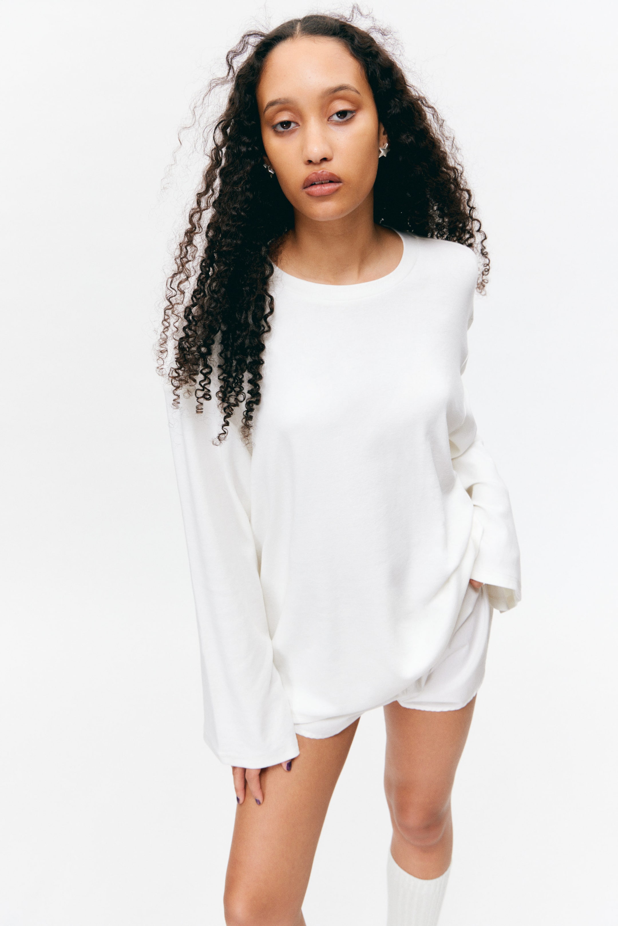 White - Soft Oversized Long-Sleeved Top - 1