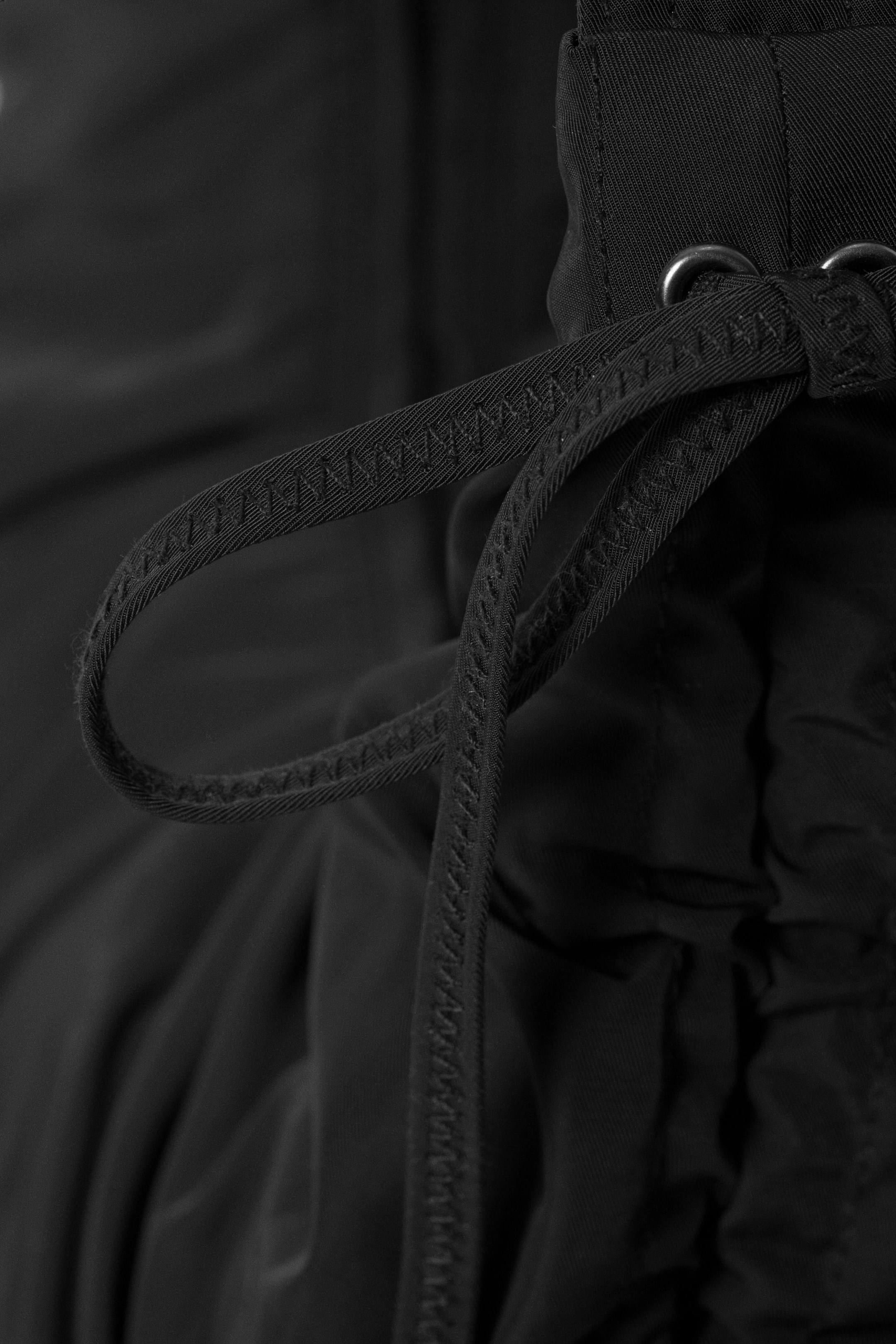 Black - Ruched Crescent Shoulder Bag - 2