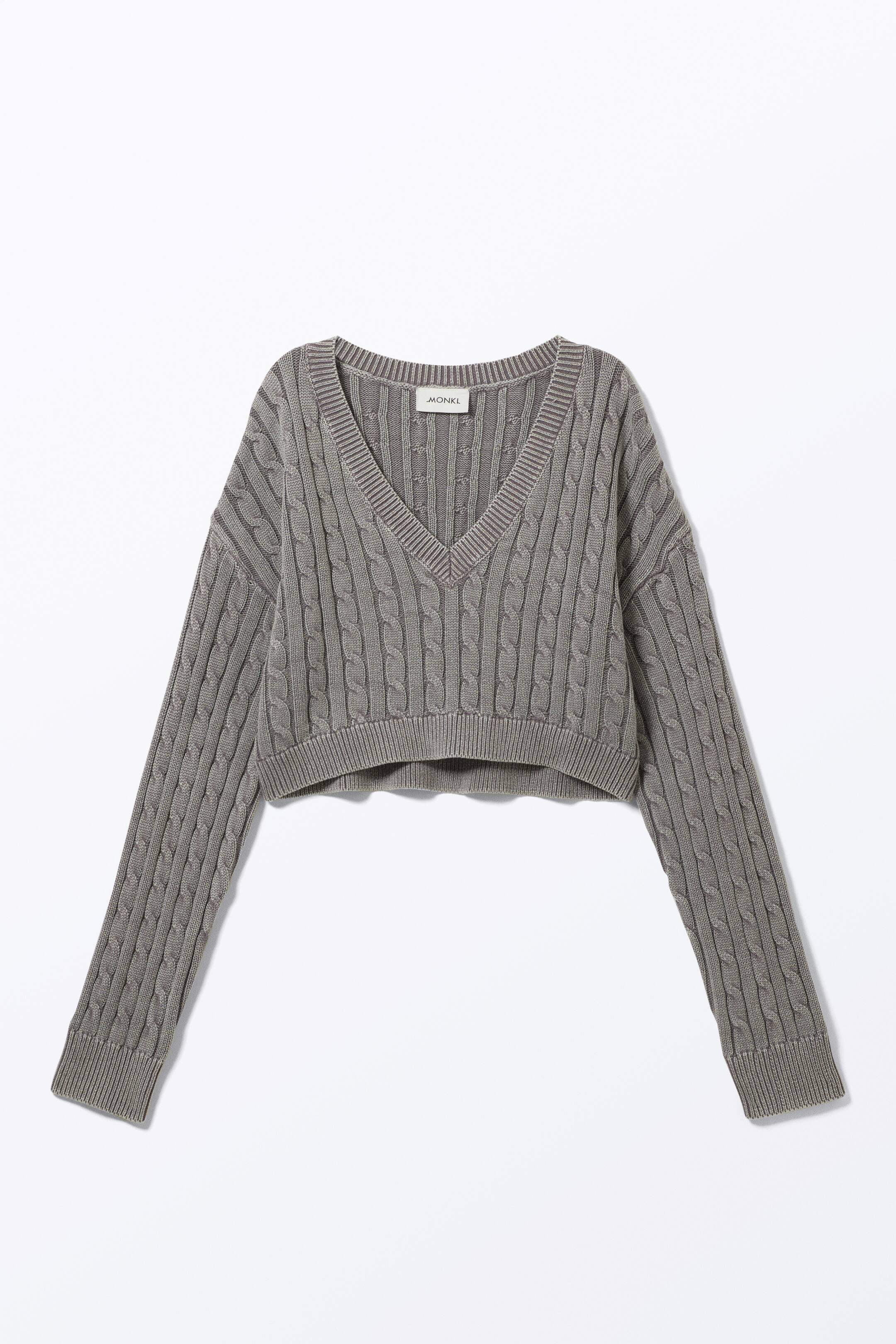 Visualizza immagine più grande: Maglione cropped con lavorazione a trecce - Grigio - DONNA | H&M IT 1