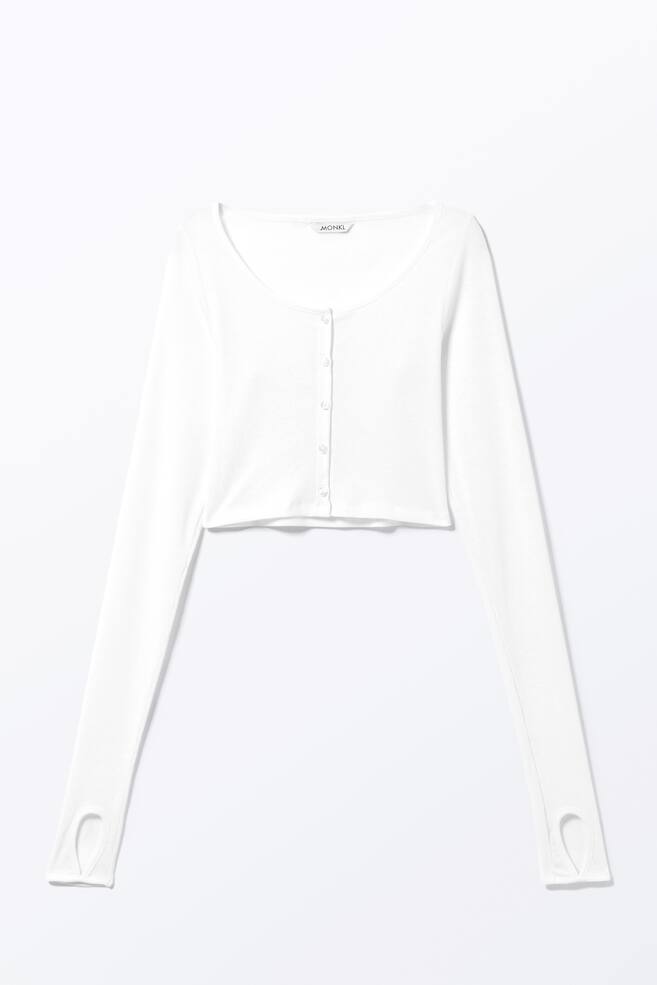 Skir ribbad cardigan - Vit - 1