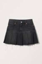 Washed Black - Pleated Mini Denim Skirt - 3