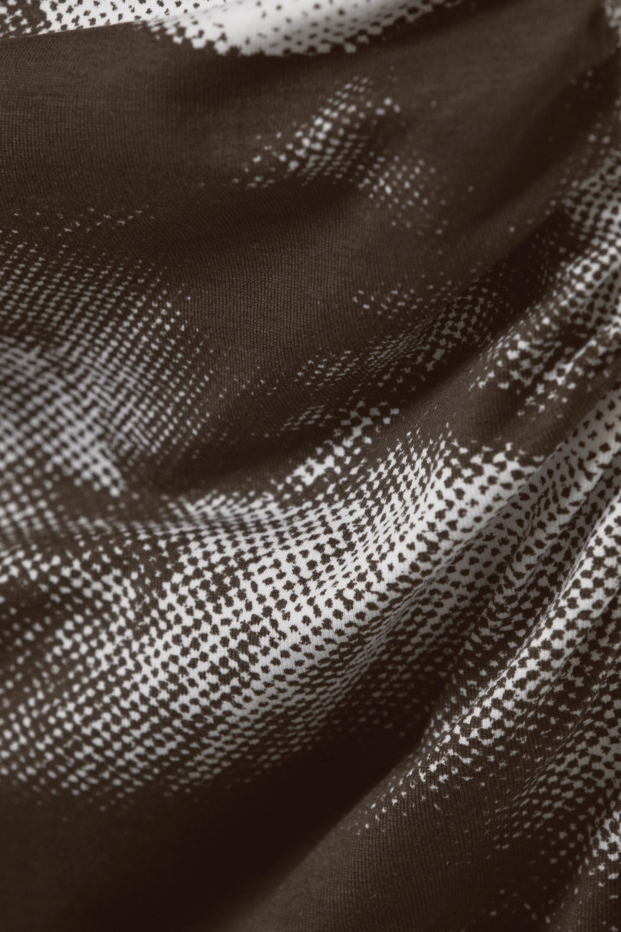 Dunkelbraun - Abstrakt floral - Minikleid aus gerafftem Jersey - 5