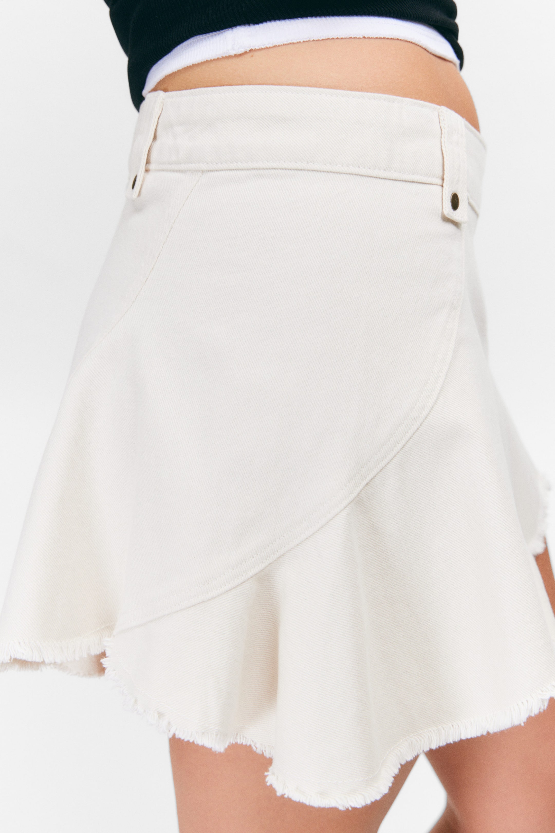 Off-white - Frayed Asymmetric Mini Twill Skirt - 2