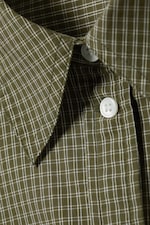 Checked Dark Khaki Green - Cropped Loose Cargo Shirt - 5