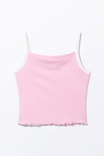Rosa - Verkürztes, geripptes Tanktop - 0