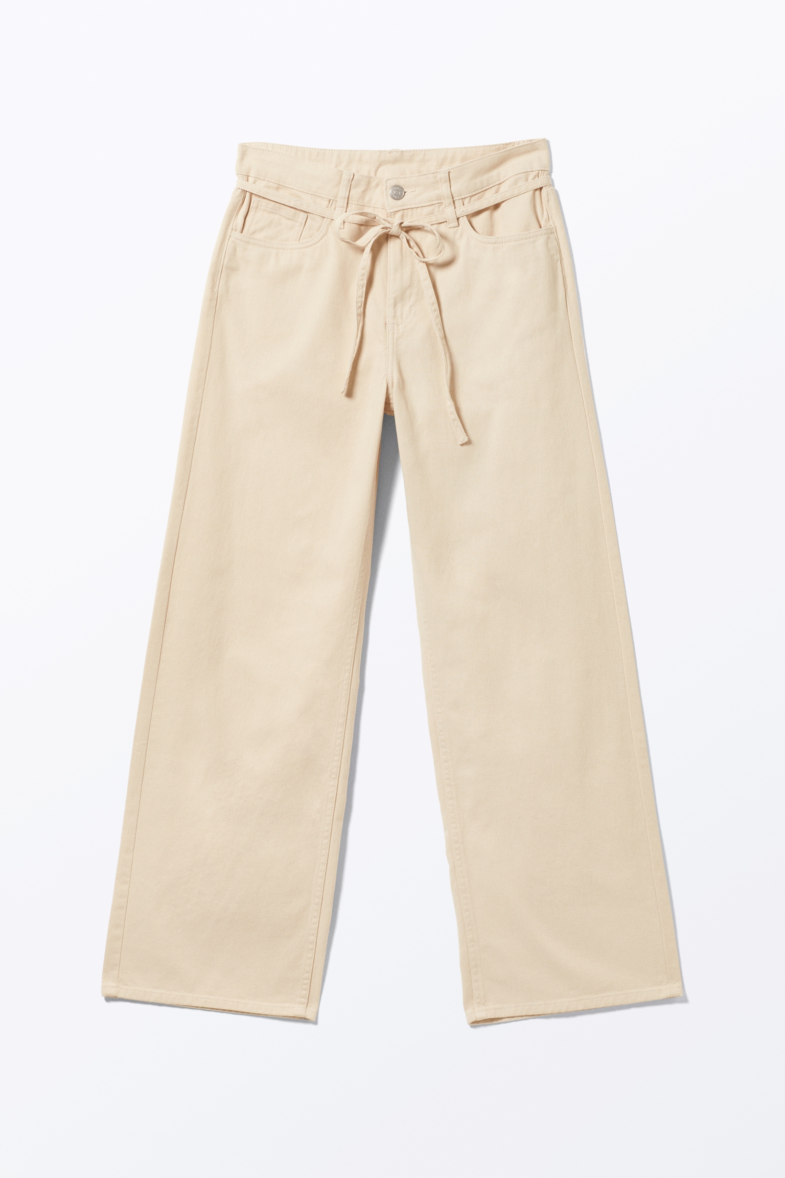 Low Waisted Relaxed Twill Trousers - Light Beige/Dusty Grey Overdye - 2