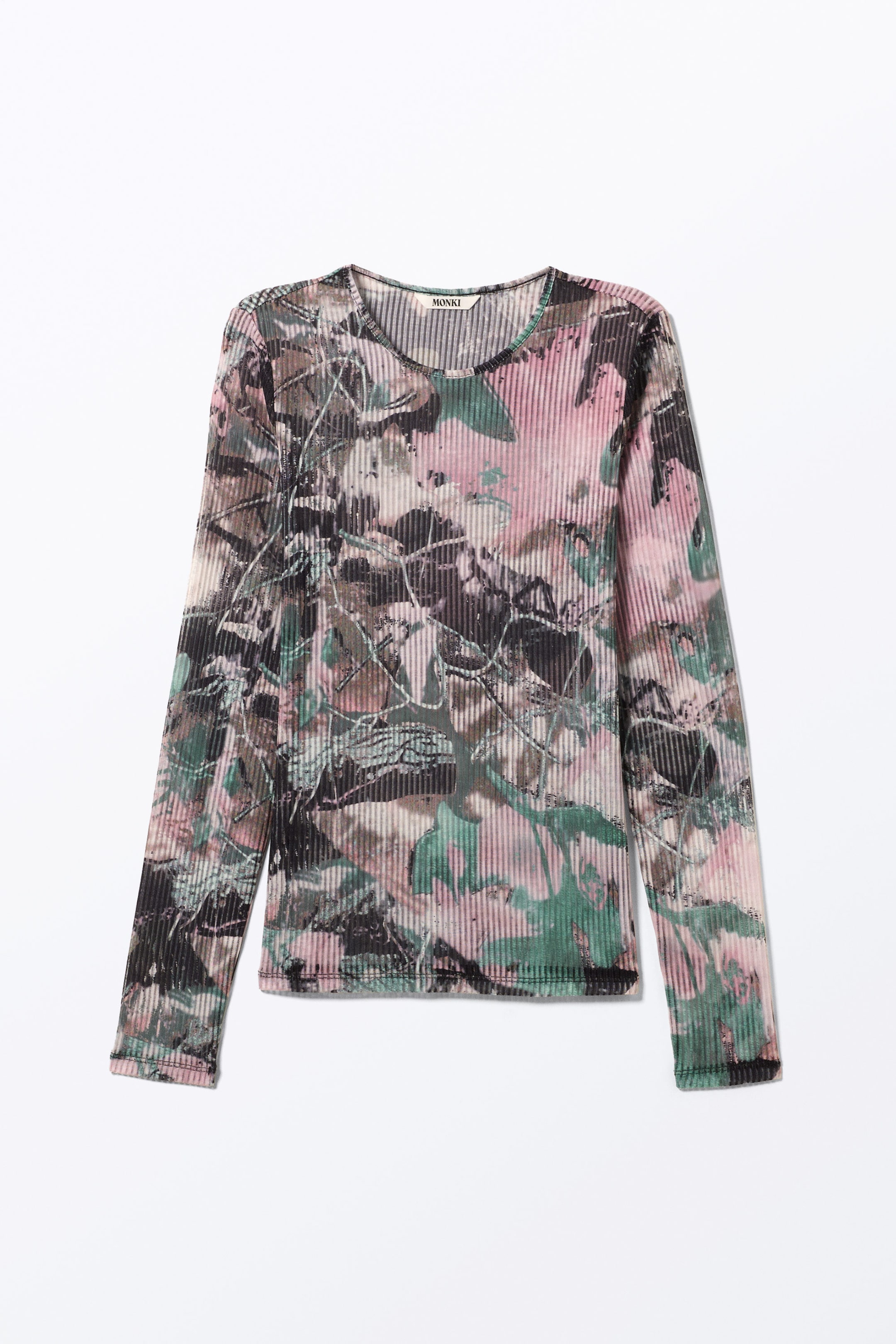 Muted Wild - Long-Sleeved Printed Mesh Top - 1
