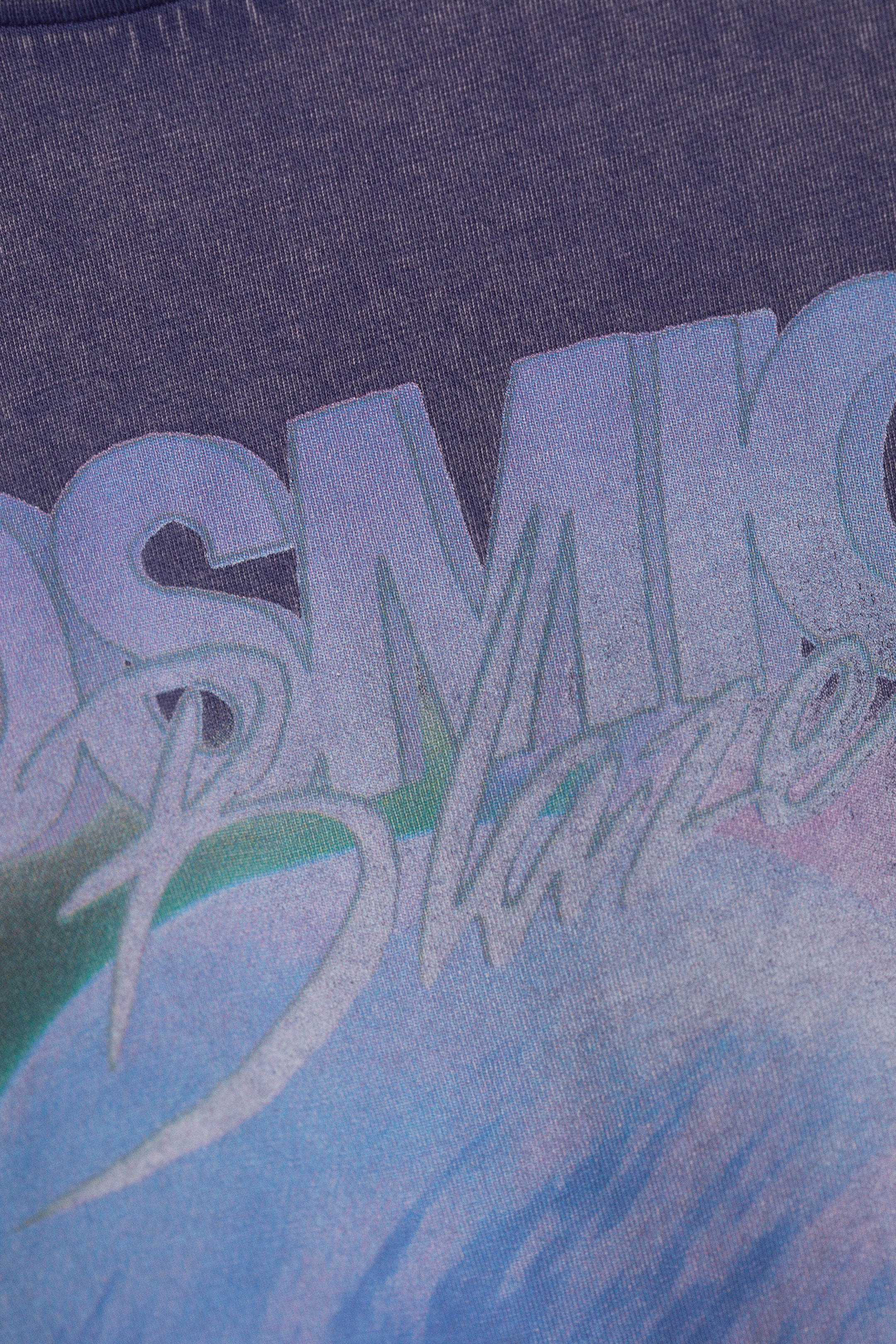 Washed Blau - "Cosmic Blaze" - Bedrucktes T-Shirt mit Boxy Fit - 1