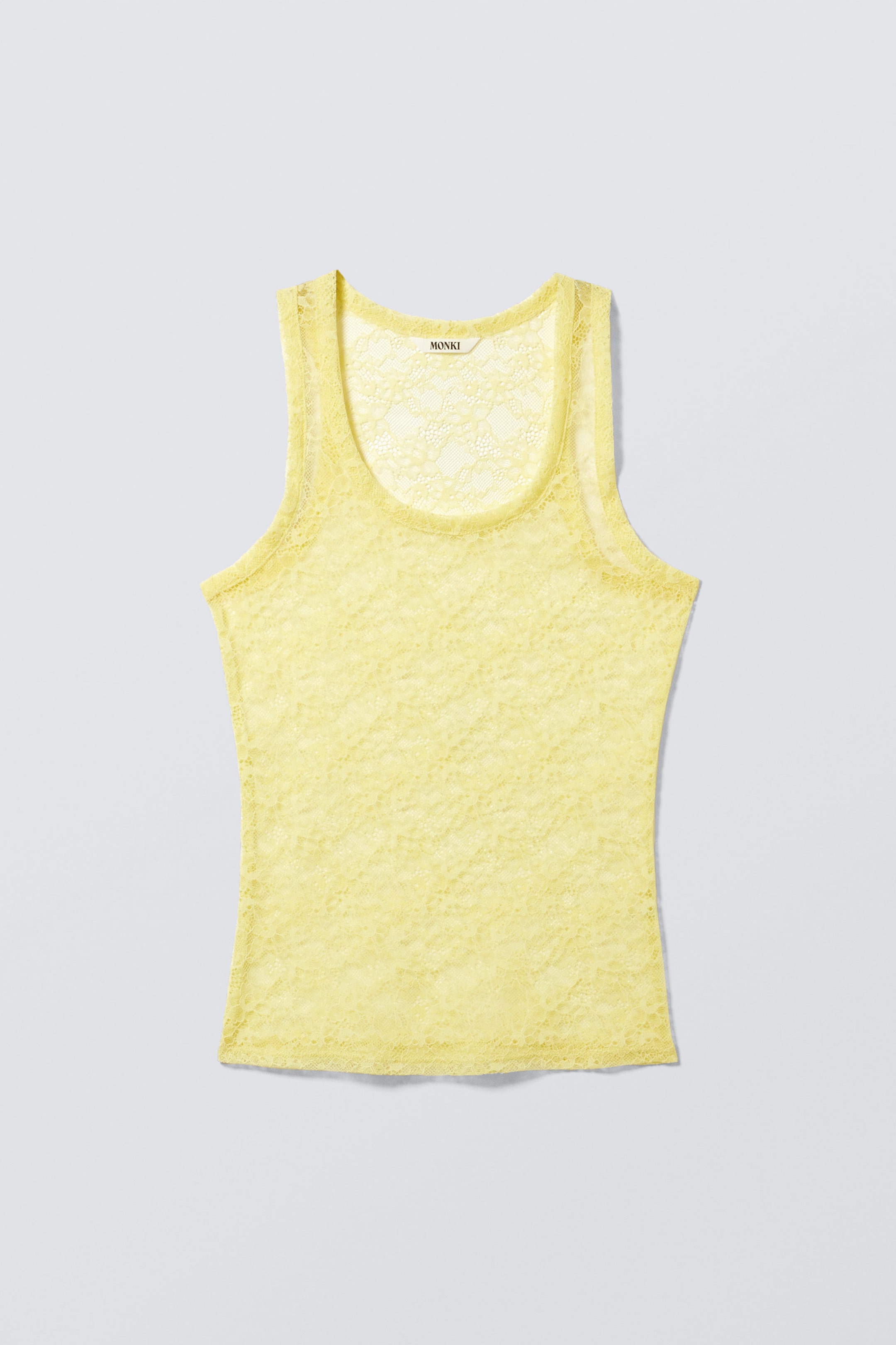 Hellgelb - Transparentes Spitzen-Tanktop - 1